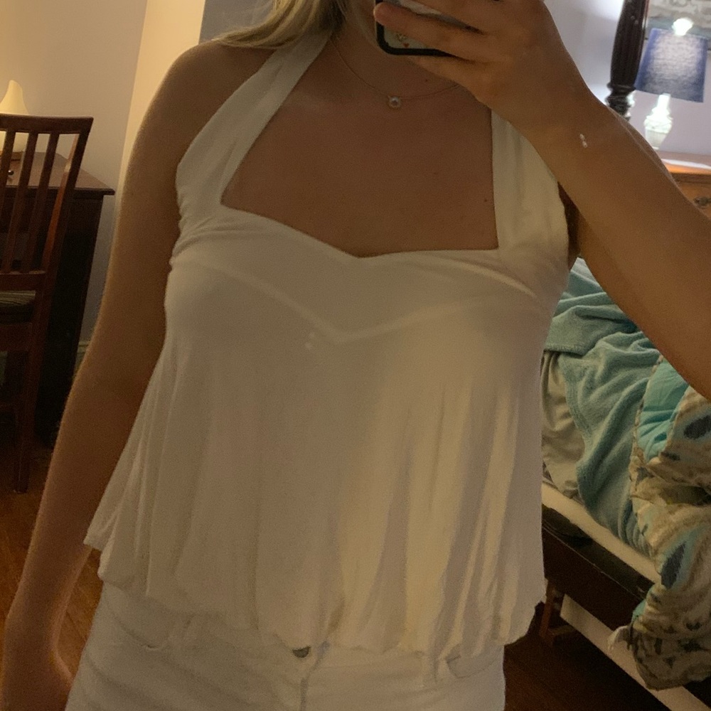 Brand new cream free people bubble halter top